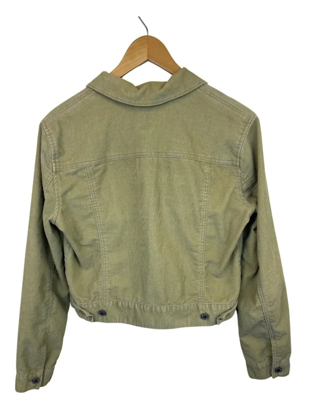 GAP Women's L Tan Cropped Corduroy Jacket Button Up Pockets Spring Preppy Coat